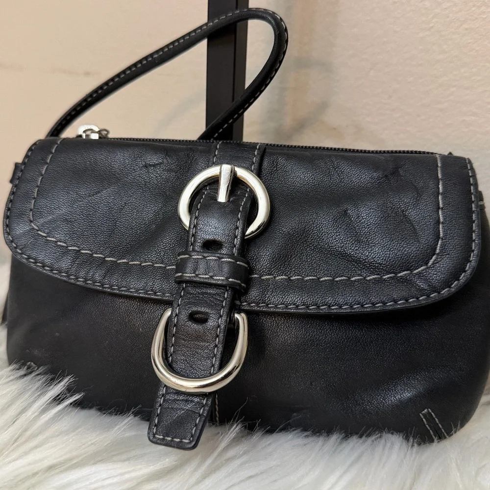 Coach Black Wristlet with Silver Buckle